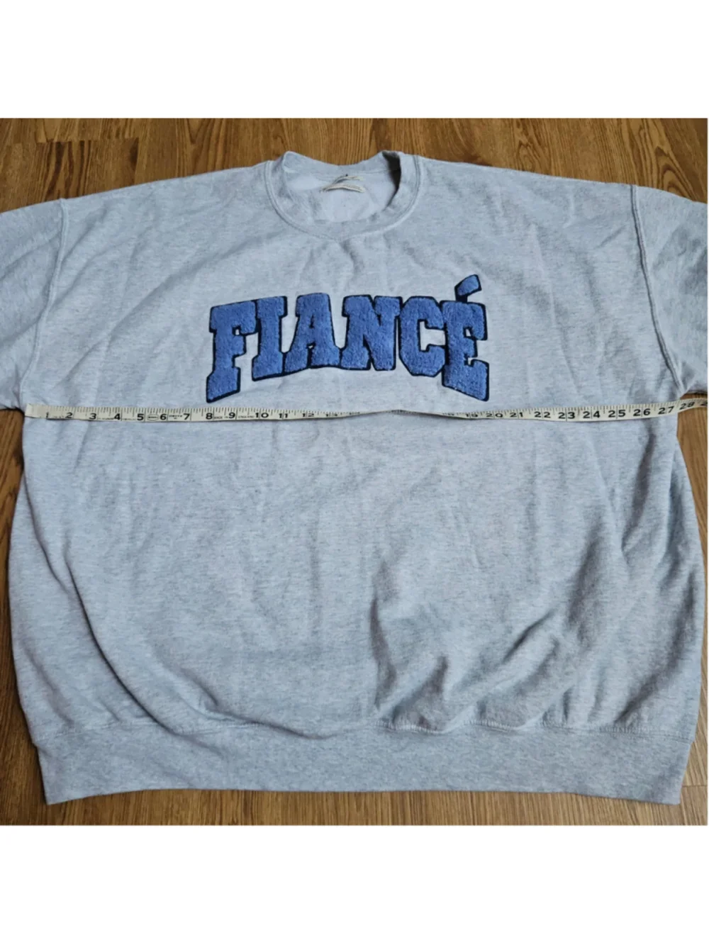 Anthropologie Fiancé Gray Blue Varsity Crewneck Womens XL Sweatshirt